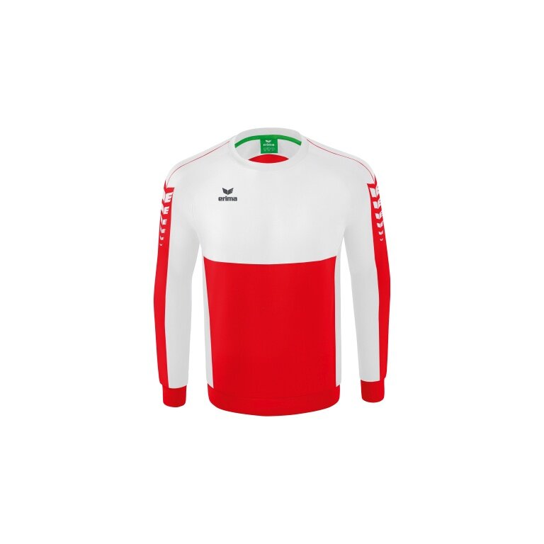 Erima Sport-Langarmshirt Six Wings Sweatshirt (Baumwollmix, funktionell) rot/weiss Jungen