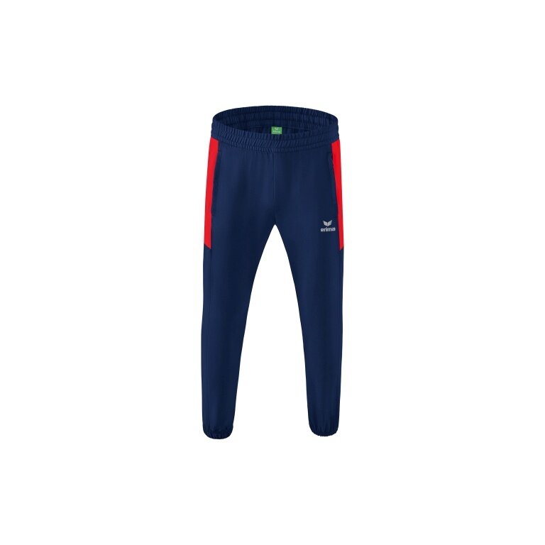 Erima Präsentationshose Team lang (100% Polyester, leicht, moderner schmaler Schnitt) navyblau/rot Jungen