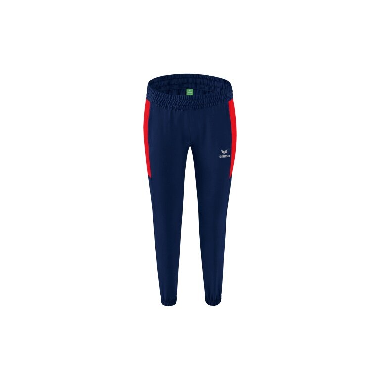 Erima Präsentationshose Team lang (100% Polyester, leicht, moderner schmaler Schnitt) navyblau/rot Damen