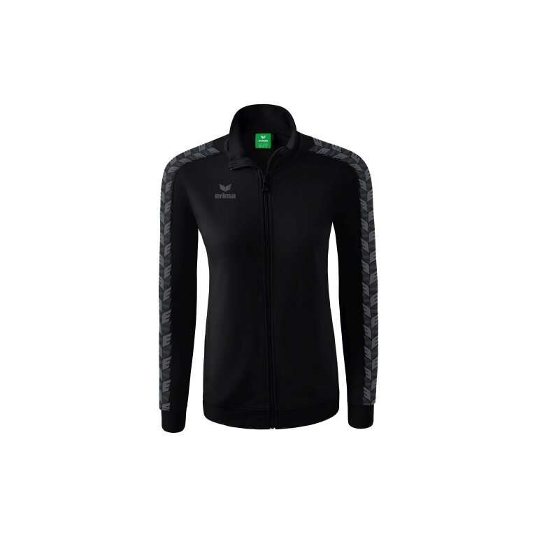 Erima Sportjacke Essential Team Tracktop - bequem, Rippbündchen, Seitentaschen - schwarz/grau Damen