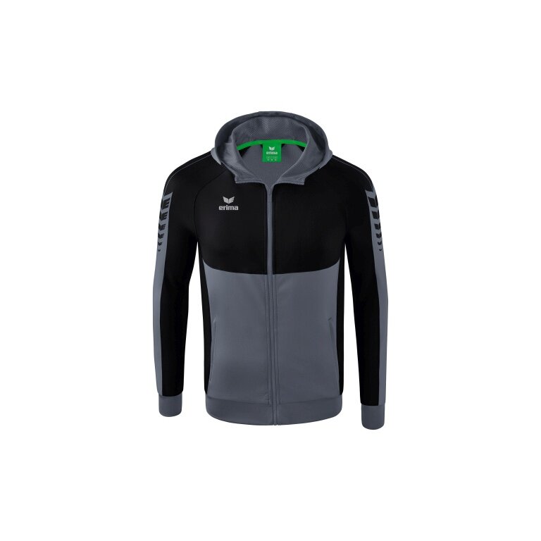 Erima Trainingsjacke Six Wings mit Kapuze (Baumwollmix, weich und bequem) grau/schwarz Herren