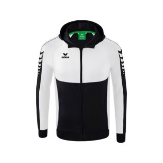 Erima Trainingsjacke Six Wings mit Kapuze (Baumwollmix, weich und bequem) schwarz/weiss Jungen