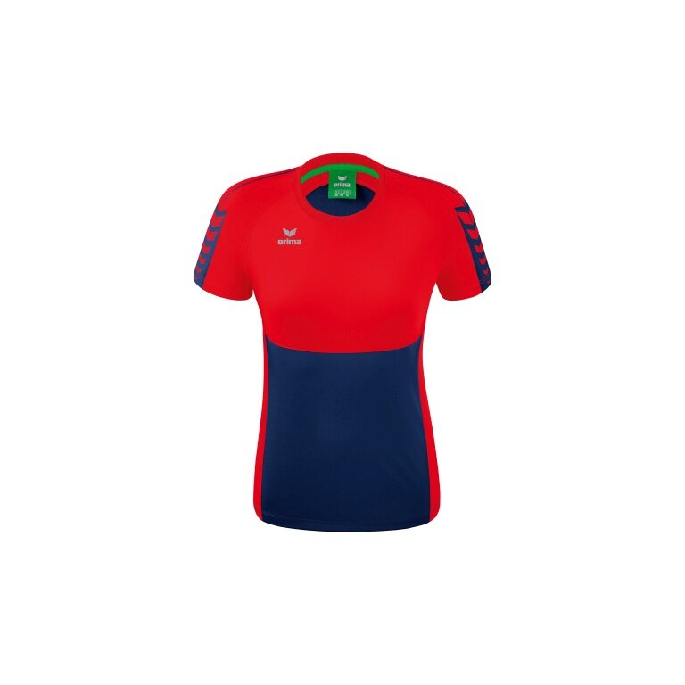 Erima Sport-Shirt Six Wings (100% Polyester, taillierter Schnitt, schnelltrocknend) navyblau/rot Damen