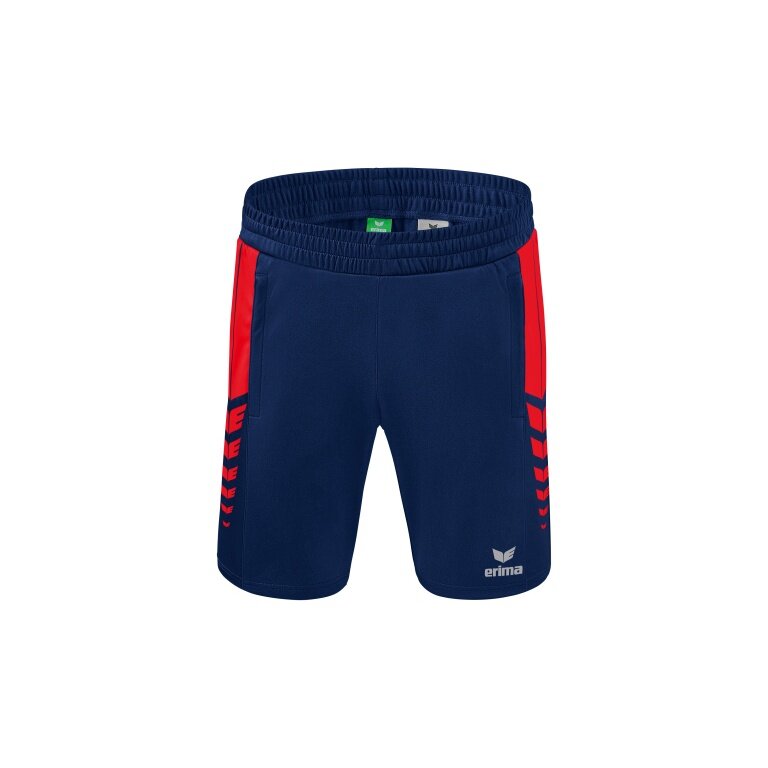 Erima Sporthose Six Wings Worker (100% Polyester, ohne Innenslip, bequem) kurz navyblau/rot Herren