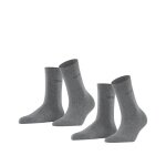 Esprit Tagessocken Crew Basic Uni (weiche Baumwolle) hellgrau Damen - 2 Paar