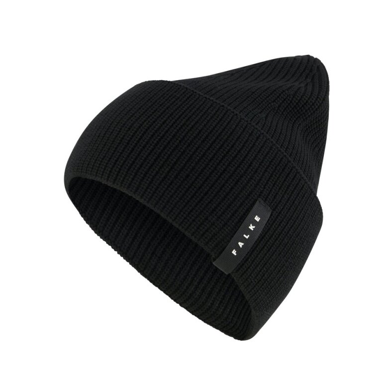 Falke Strickmütze (Beanie) Unisex - Merinowolle, Rippenstruktur - schwarz - 1 Stück