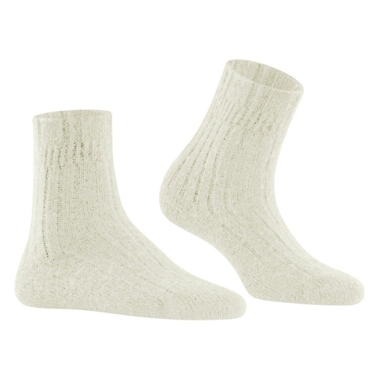 Falke Tagessocke Bedsock Rib (Wolle und Kaschmir) weiss Damen - 1 Paar