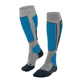 Falke Skisocke SK2 Intermediate Vegan Skiing Kniestrümpfe (optimale Passform) hellgrau/blau Herren - 1 Paar