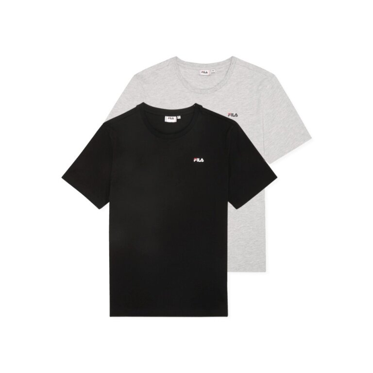 Fila Freizeit-Shirt Brod Tee (Baumwolle) grau/schwarz Herren - 2er Pack