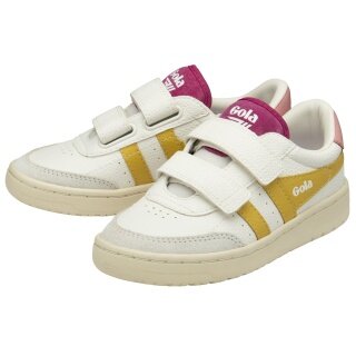 Gola Sneaker Falcon 2025 (PU,Klettverschluss) weiss/gelb/rosa Kinder