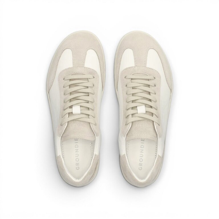 Groundies Sneaker Panama (Veloursleder/Nappaleder) beige/weiss Damen