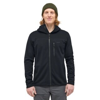 Haglöfs Fleecejacke Rosson mit Kapuze (Midlayer, 4-Wege-Stretch-Fleecematerial) schwarz Herren