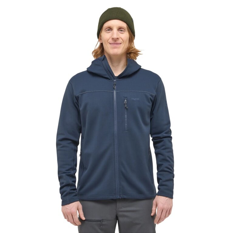 Haglöfs Fleecejacke Rosson mit Kapuze (Midlayer, 4-Wege-Stretch-Fleecematerial) dunkelblau Herren