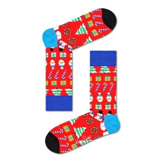 Happy Socks Tagessocke Crew All I Want For Christmas rot - 1 Paar
