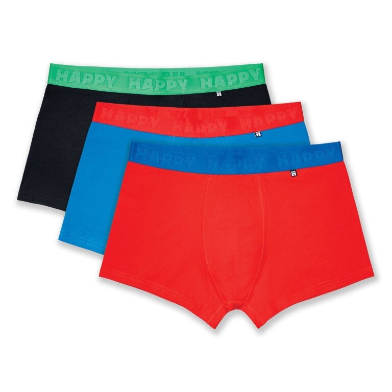 Happy Socks Unterwäsche Boxershorts Solid Mix (Baumwolle) mehrfarbig schwarz/rot/blau Herren - 3 Stück