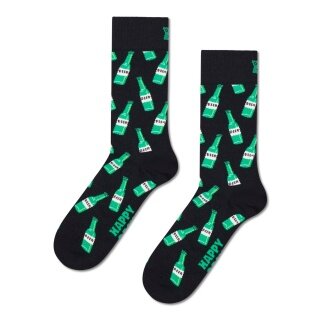Happy Socks Tagessocke Crew Beer schwarz/grün - 1 Paar