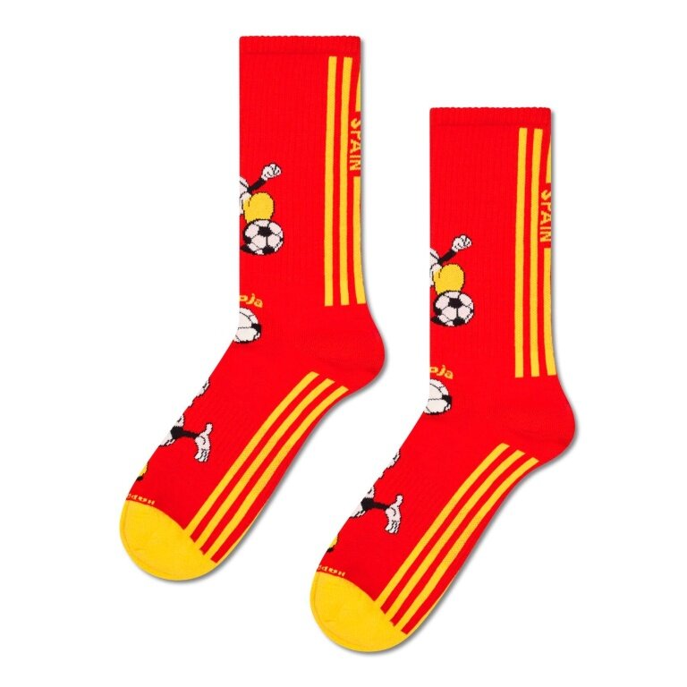 Happy Socks Tagessocke Crew Team Spain Football Sneaker rot/gelb - 1 Paar