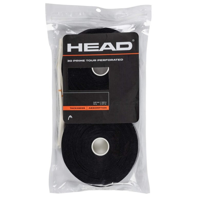Head Overgrip Prime Tour Perforated 0.6 mm (Komfort, Griffigkeit) schwarz 30er Clip-Beutel