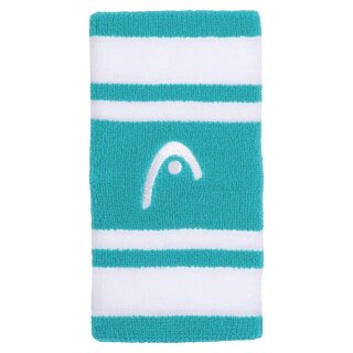 Head Schweissband Handgelenk Jumbo Logo Striped türkisblau/weiss - 2 Stück