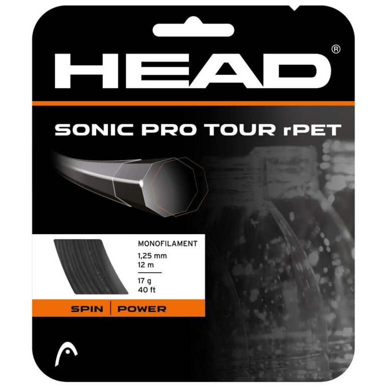 Head Tennissaite Sonic Pro Tour rPET (Power+Spin) schwarz 12m Set
