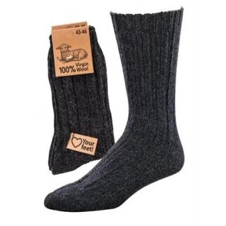 HomeOfSocks Wollsocken 100% Virgin Wool grau - 1 Paar