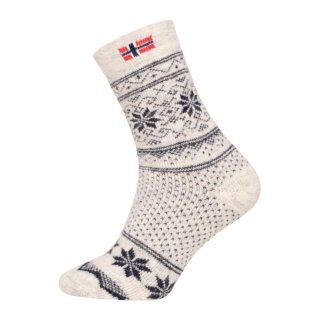 HomeOfSocks Wollsocke Skandinavisch Thick Flag Norwegen ecru/navyblau - 1 Paar
