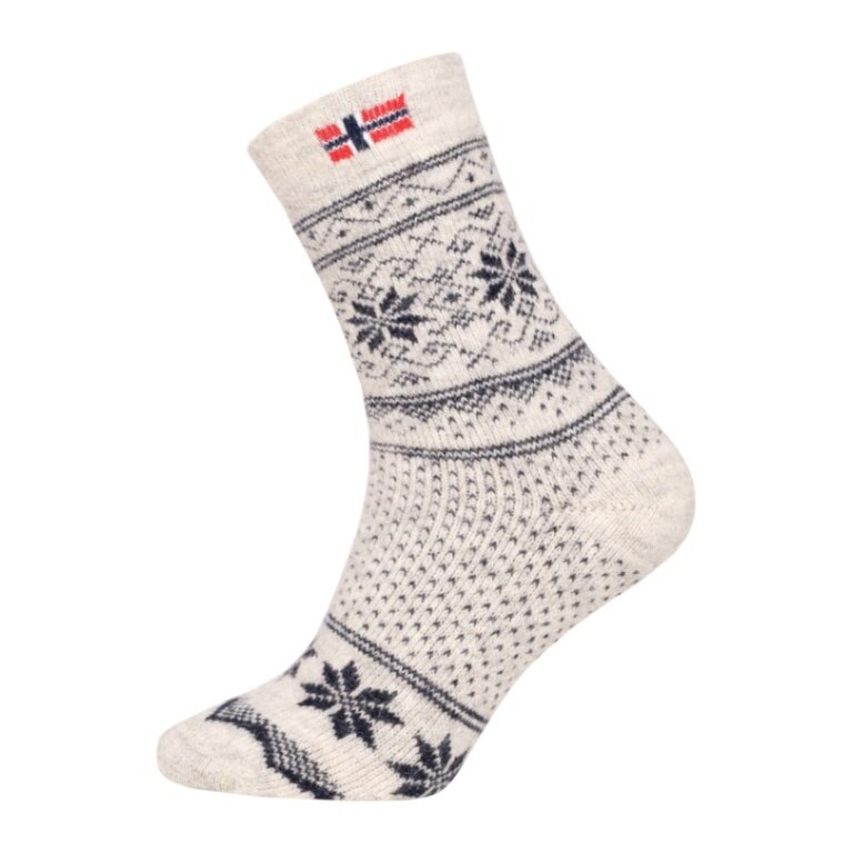 HomeOfSocks Wollsocke Skandinavisch Thick Flag Norwegen ecru/navyblau - 1 Paar