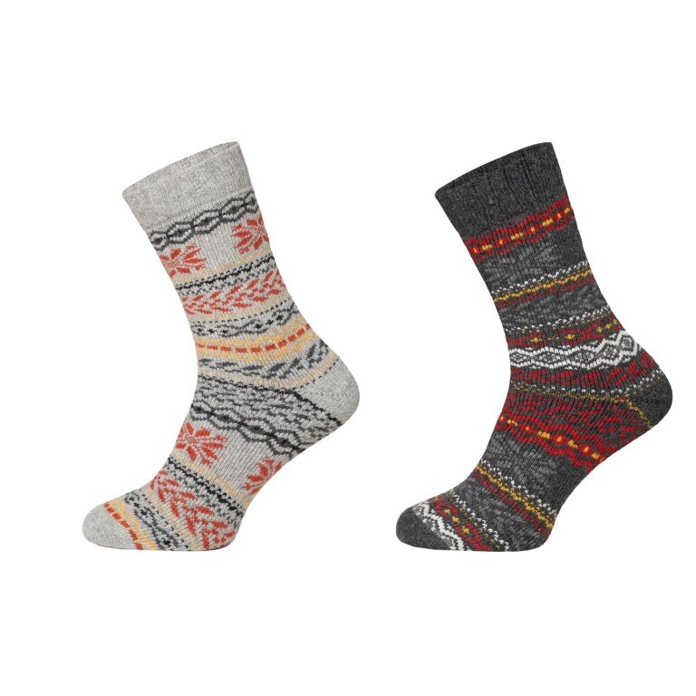 HomeOfSocks Wollsocken Hygge Norweger Design anthrazit/grau/bunt - 2 Paar