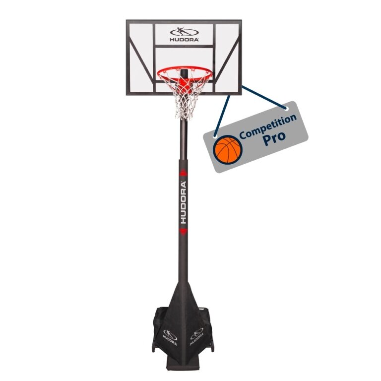 Hudora Basketballständer Competition Pro (höhenverstellbar/fester Stand/Sicher/langlebig) - 230cm-305cm