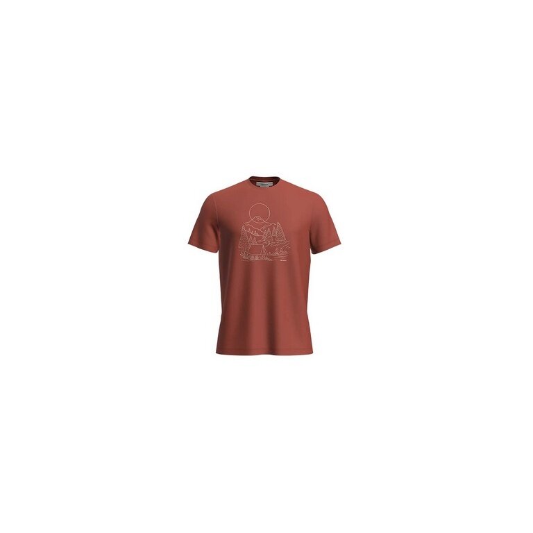Icebreaker Wander-/Freizeit Tshirt Merino 150 Tech Lite III Sunset Camp (100% Merinowolle) rot Herren