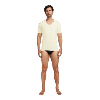 Icebreaker Unterwäsche Tshirt Anatomica SS mit V-Ausschnitt (Merinowolle) gelbweiss Herren