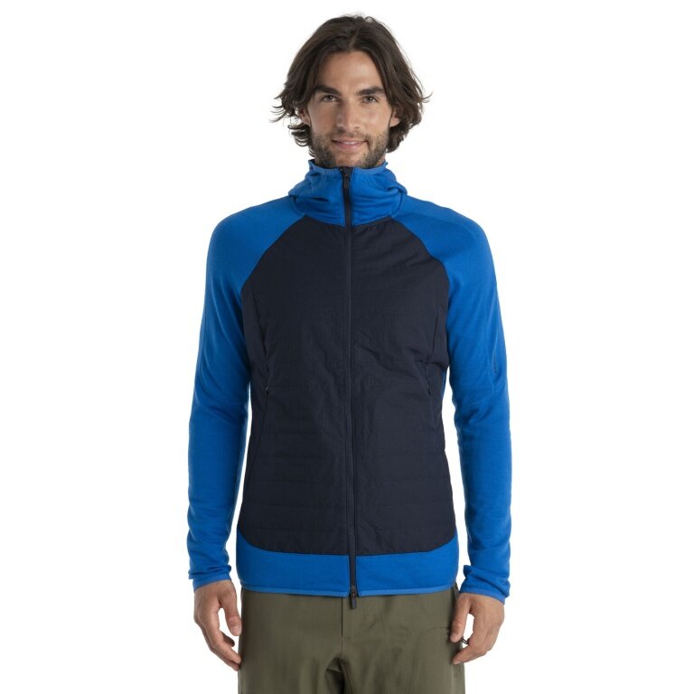 Icebreaker Hybrid-Kapuzenjacke Merinomix Quantum Hybrid Zip-Hoodie - blau Herren