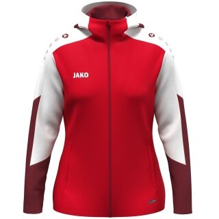 JAKO Kapuzenjacke Dynamic (Polyester-Fleece, Seitentaschen mit Reißverschluss) rot/weiss/dunkelrot Damen