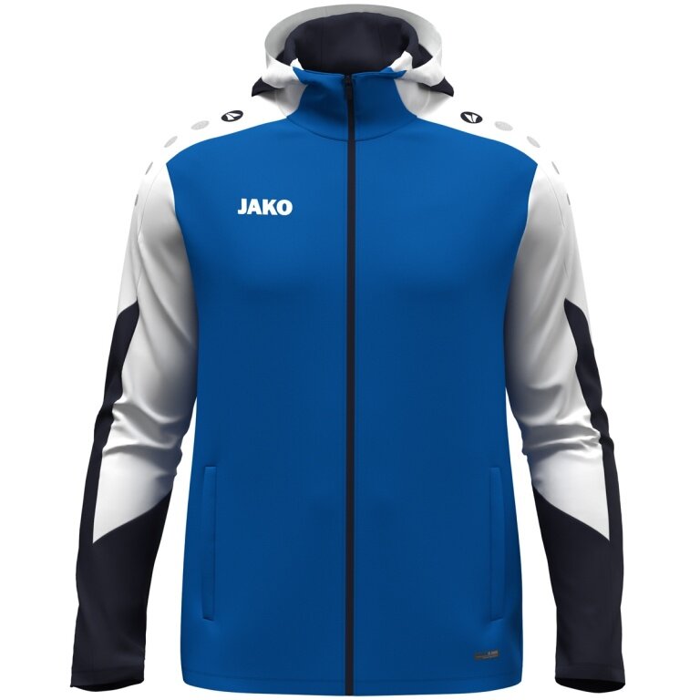 JAKO Kapuzenjacke Dynamic (Polyester-Interlock-Fleece, Seitentaschen mit Reißverschluss) royalblau/weiss/marineblau Kinder
