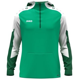 JAKO Kapuzenpullover mit Half-Zip Dynamic (100% rec. Polyester) grün/weiss/dunkelgrün Kinder