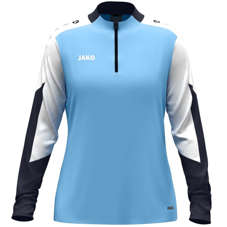 JAKO Langarmshirt Ziptop Dynamic (rec. Polyester, elastisches Material) himmelblau/weiss/marineblau Damen