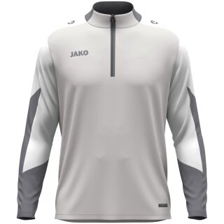 JAKO Langarmshirt Ziptop Dynamic (rec. Polyester, elastisches Material) hellgrau/weiss/grau Kinder