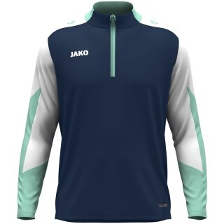 JAKO Langarmshirt Ziptop Dynamic (rec. Polyester, elastisches Material) marineblau/weiss/mintgrün Kinder