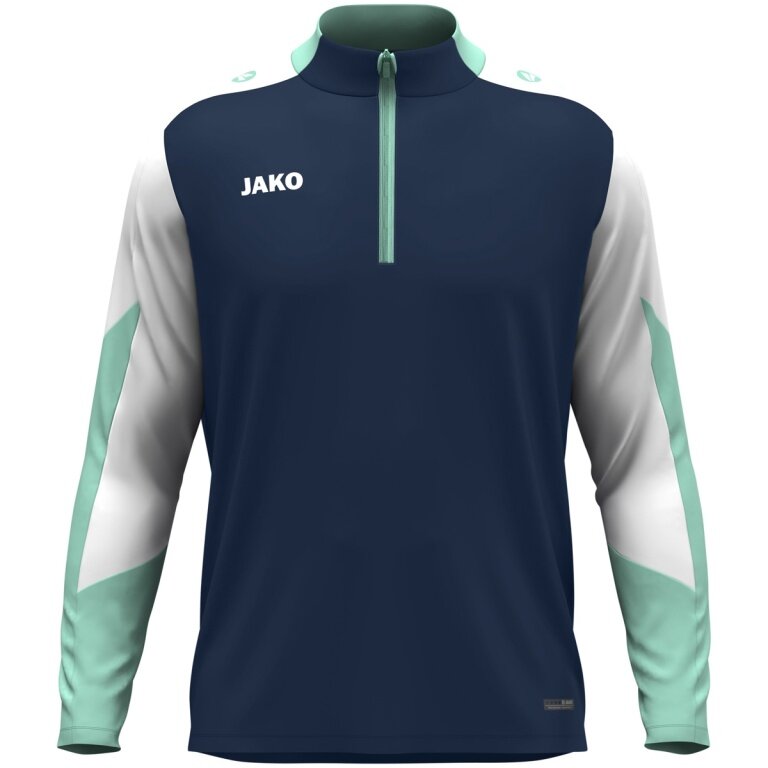 JAKO Langarmshirt Ziptop Dynamic (rec. Polyester, elastisches Material) marineblau/weiss/mintgrün Kinder