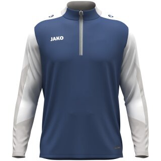 JAKO Langarmshirt Ziptop Dynamic (rec. Polyester, elastisches Material) nachtblau/weiss/hellgrau Kinder