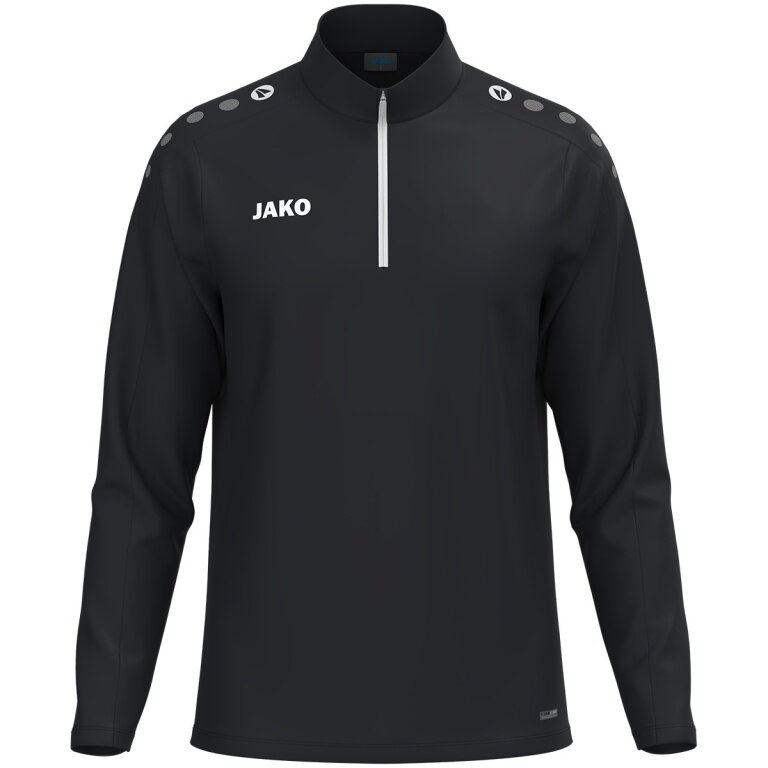 JAKO Langarmshirt Ziptop One (100% rec. Polyester, Innenseite aus Micro-Fleece) schwarz Kinder
