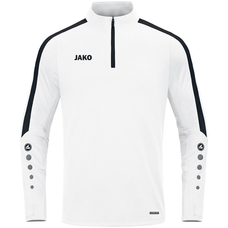 JAKO Langarmshirt Ziptop Power (rec. Polyester, hochelastisch) weiss/schwarz Herren