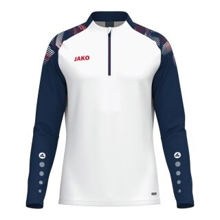 JAKO Langarmshirt Ziptop Sonic (rec. Polyester, weiches Tragegefühl) weiss/marineblau/rot Jungen