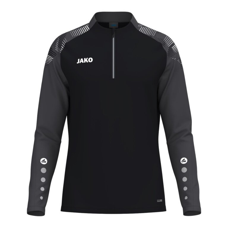 JAKO Langarmshirt Ziptop Sonic (rec. Polyester, weiches Tragegefühl) schwarz/anthrazitgrau Herren