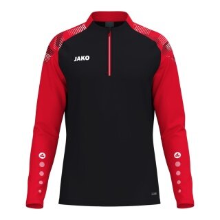 JAKO Langarmshirt Ziptop Sonic (rec. Polyester, weiches Tragegefühl) schwarz/rot Jungen