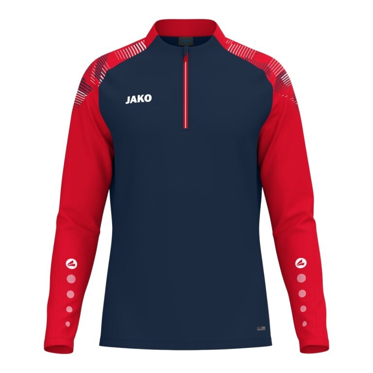 JAKO Langarmshirt Ziptop Sonic (rec. Polyester, weiches Tragegefühl) marineblau/rot Herren