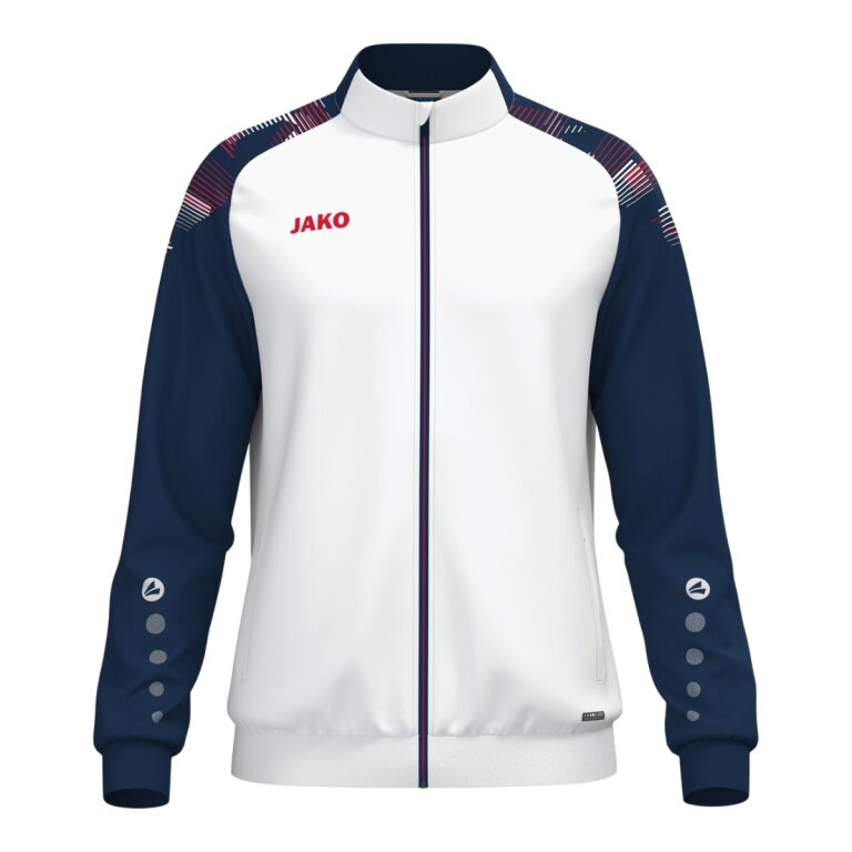 JAKO Trainingsjacke (Polyester) Sonic (100% rec. Polyester, moderner Look) weiss/marine/rot Herren