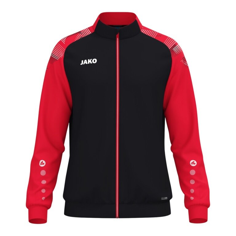 JAKO Trainingsjacke (Polyester) Sonic (100% rec. Polyester, moderner Look) schwarz/rot Herren