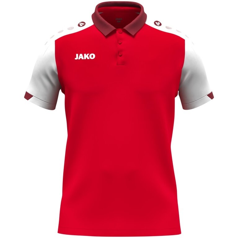 JAKO Sport-Polo Dynamic (Polyester-Mini-Piquet) rot/weiss/dunkelrot Herren