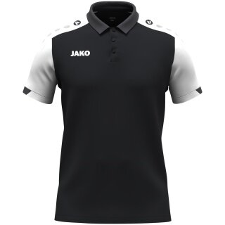 JAKO Sport-Polo Dynamic (Polyester-Mini-Piquet) schwarz/weiss/anthrazitgrau Kinder